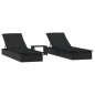 vidaXL Sonnenliegen 2 Stk. mit Tisch Schwarz Poly Rattan vidaXL Sonnenliegen 2 Stk. mit Tisch Schwarz Poly Rattan