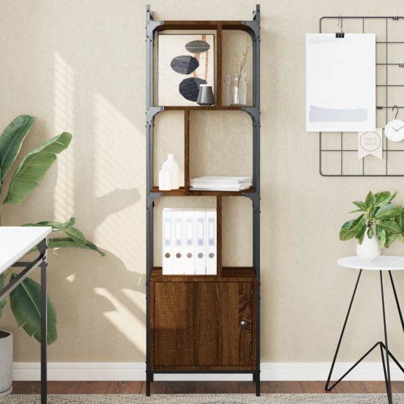 vidaXL Bücherregal mit Tür Braun Eiche 44,5x30x154,5 cm Holzwerkstoff vidaXL Bücherregal mit Tür Braun Eiche 44,5x30x154,5 cm Holzwerkstoff