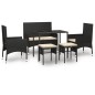 6-tlg. Garten-Lounge-Set mit Kissen Schwarz Poly Rattan 6-tlg. Garten-Lounge-Set mit Kissen Schwarz Poly Rattan