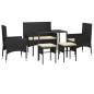 6-tlg. Garten-Lounge-Set mit Kissen Schwarz Poly Rattan 6-tlg. Garten-Lounge-Set mit Kissen Schwarz Poly Rattan