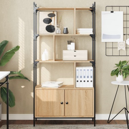 vidaXL Bücherregal mit Tür Sonoma-Eiche 76,5x30x154,5 cm Holzwerkstoff