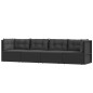 4-tlg. Garten-Lounge-Set mit Kissen Schwarz Poly Rattan