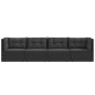 4-tlg. Garten-Lounge-Set mit Kissen Schwarz Poly Rattan