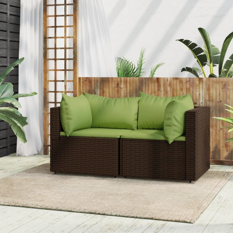 vidaXL Garten-Ecksofas mit Kissen 2 Stk. Braun Poly Rattan vidaXL Garten-Ecksofas mit Kissen 2 Stk. Braun Poly Rattan