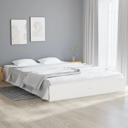 vidaXL Massivholzbett Weiß 200x200 cm