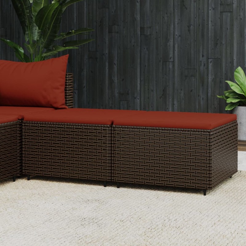 vidaXL Gartenhocker mit Kissen 2 Stk. Braun Poly Rattan vidaXL Gartenhocker mit Kissen 2 Stk. Braun Poly Rattan