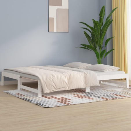 vidaXL Tagesbett Ausziehbar Weiß 2x(90x200) cm Massivholz Kiefer