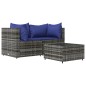 vidaXL 3-tlg. Garten-Lounge-Set mit Kissen Grau Poly Rattan vidaXL 3-tlg. Garten-Lounge-Set mit Kissen Grau Poly Rattan