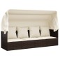 Outdoor-Loungebett mit Dach und Kissen Braun Poly Rattan Outdoor-Loungebett mit Dach und Kissen Braun Poly Rattan