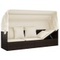 Outdoor-Loungebett mit Dach und Kissen Braun Poly Rattan Outdoor-Loungebett mit Dach und Kissen Braun Poly Rattan