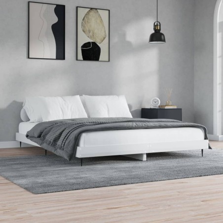 vidaXL Bettgestell Hochglanz-Weiß 150x200 cm Holzwerkstoff