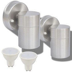 vidaXL Outdoor LED-Wandleuchten 2 Stk. Edelstahl Abwärtsstrahlend