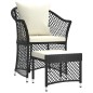 2-tlg. Garten-Lounge-Set mit Kissen Schwarz Poly Rattan 2-tlg. Garten-Lounge-Set mit Kissen Schwarz Poly Rattan