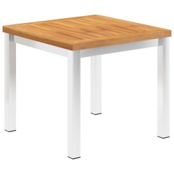 vidaXL Garten-Beistelltisch 45x45x38 cm Massivholz Akazie Edelstahl