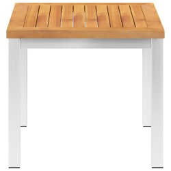vidaXL Garten-Beistelltisch 45x45x38 cm Massivholz Akazie Edelstahl