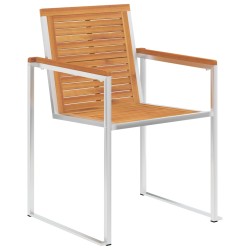 vidaXL Gartenstühle 2 Stk. Massivholz Akazie und Edelstahl