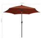 vidaXL Sonnenschirm mit LED-Leuchten Alu-Mast 300 cm Terracotta-Rot vidaXL Sonnenschirm mit LED-Leuchten Alu-Mast 300 cm Terracotta-Rot