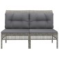 Garten-Mittelsofas mit Kissen 2 Stk. Grau Poly Rattan Garten-Mittelsofas mit Kissen 2 Stk. Grau Poly Rattan