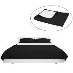vidaXL Zweiseitige Tagesdecke Gesteppt 220 x 240 cm Schwarz und Weiß