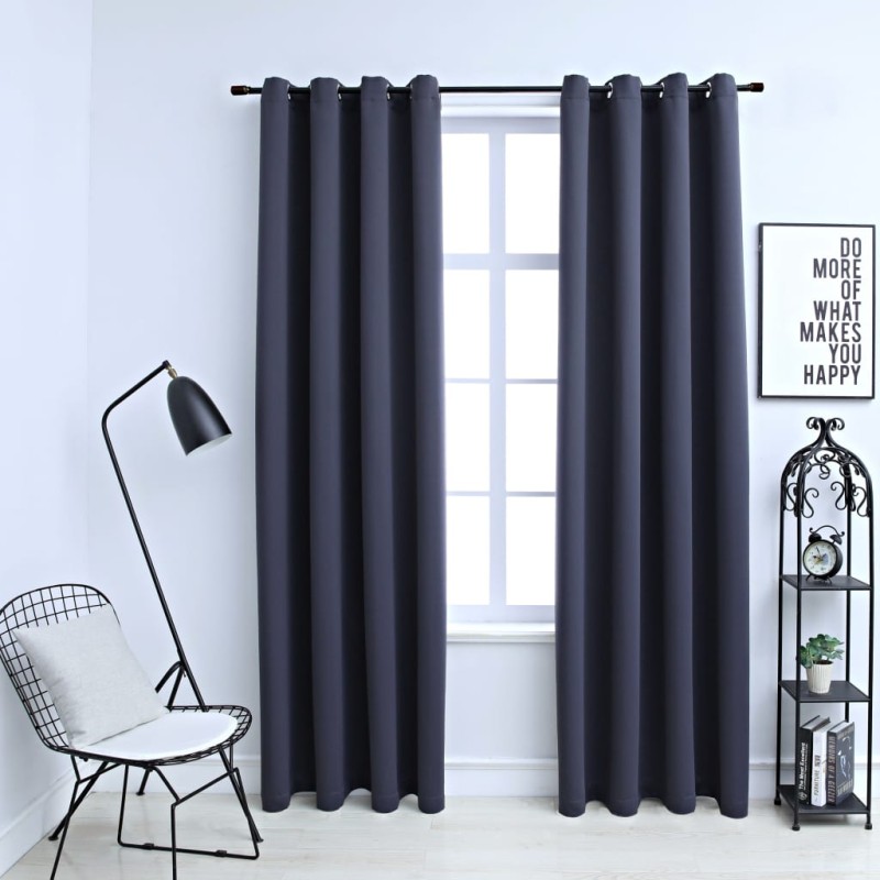 vidaXL Verdunkelungsvorhänge mit Metallösen 2 Stk. Anthrazit 140x245cm vidaXL Verdunkelungsvorhänge mit Metallösen 2 Stk. Anthrazit 140x245cm