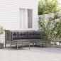 5-tlg. Garten-Lounge-Set mit Kissen Grau Poly Rattan 5-tlg. Garten-Lounge-Set mit Kissen Grau Poly Rattan