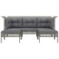 5-tlg. Garten-Lounge-Set mit Kissen Grau Poly Rattan 5-tlg. Garten-Lounge-Set mit Kissen Grau Poly Rattan