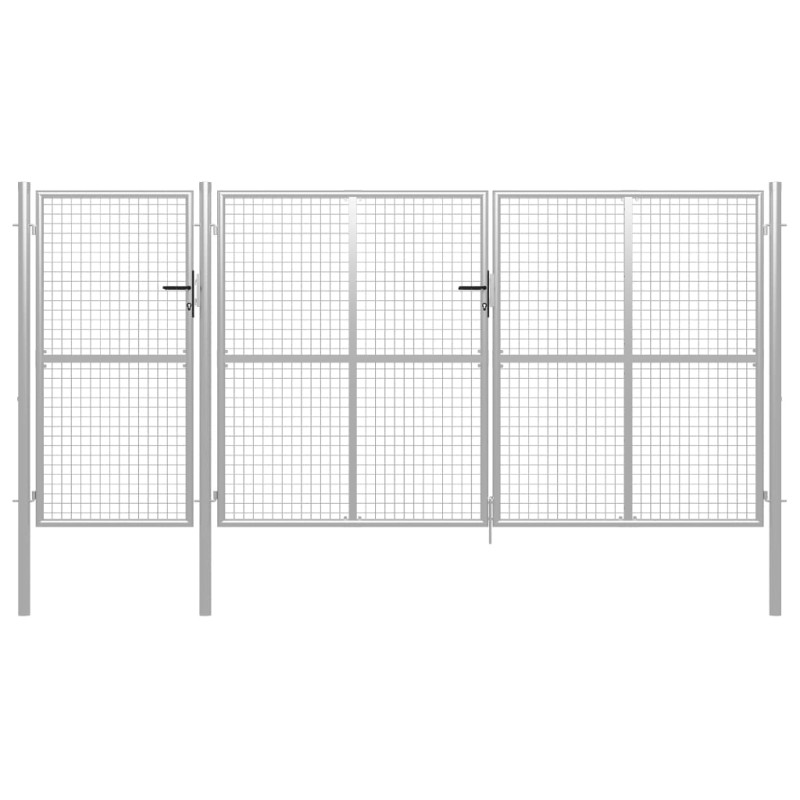vidaXL Gartentor Stahl 400 x 150 cm Silbern vidaXL Gartentor Stahl 400 x 150 cm Silbern