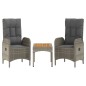 3-tlg. Garten-Lounge-Set mit Kissen Grau Poly Rattan 3-tlg. Garten-Lounge-Set mit Kissen Grau Poly Rattan