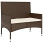 vidaXL Gartenbank 2-Sitzer mit Kissen Braun Poly Rattan vidaXL Gartenbank 2-Sitzer mit Kissen Braun Poly Rattan