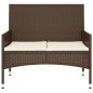 vidaXL Gartenbank 2-Sitzer mit Kissen Braun Poly Rattan vidaXL Gartenbank 2-Sitzer mit Kissen Braun Poly Rattan