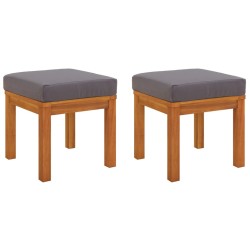 vidaXL Gartenhocker mit Kissen 2 Stk. 40x40x42 cm Massivholz Akazie