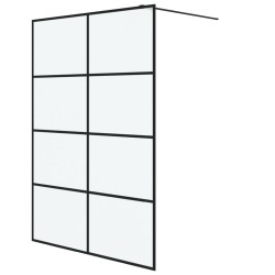vidaXL Duschwand für Begehbare Dusche Schwarz 140x195 cm Matt ESG-Glas