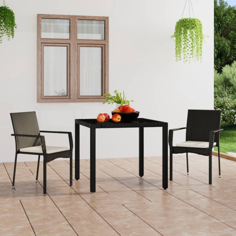Gartenstühle mit Kissen 2 Stk. Poly Rattan Schwarz Gartenstühle mit Kissen 2 Stk. Poly Rattan Schwarz