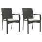 Gartenstühle mit Kissen 2 Stk. Poly Rattan Schwarz Gartenstühle mit Kissen 2 Stk. Poly Rattan Schwarz