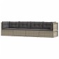 4-tlg. Garten-Lounge-Set mit Kissen Grau Poly Rattan 4-tlg. Garten-Lounge-Set mit Kissen Grau Poly Rattan
