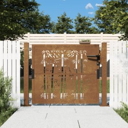 vidaXL Gartentor 105x80 cm Cortenstahl Bambus-Design
