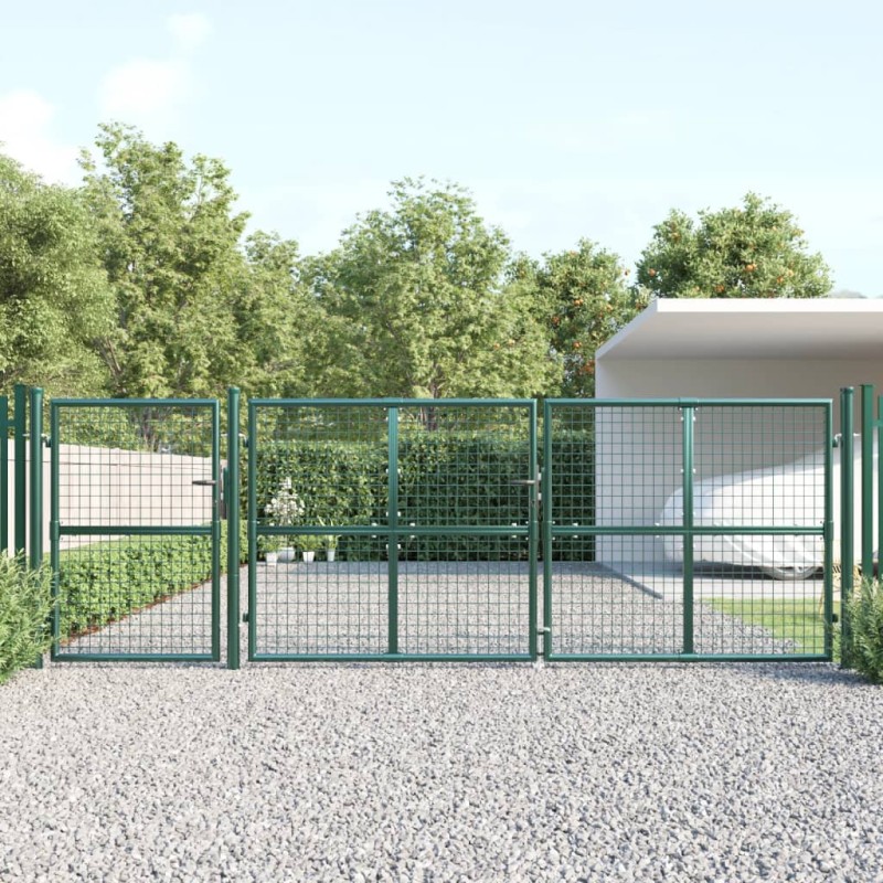 vidaXL Mesh-Gartentor Grün 400x175 cm Verzinkter Stahl vidaXL Mesh-Gartentor Grün 400x175 cm Verzinkter Stahl