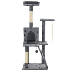 vidaXL Katzen-Kratzbaum Sisal 120 cm Grau Pfoten-Aufdruck