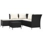 vidaXL 4-tlg. Garten-Lounge-Set mit Kissen Schwarz Poly Rattan vidaXL 4-tlg. Garten-Lounge-Set mit Kissen Schwarz Poly Rattan