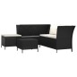 vidaXL 4-tlg. Garten-Lounge-Set mit Kissen Schwarz Poly Rattan vidaXL 4-tlg. Garten-Lounge-Set mit Kissen Schwarz Poly Rattan