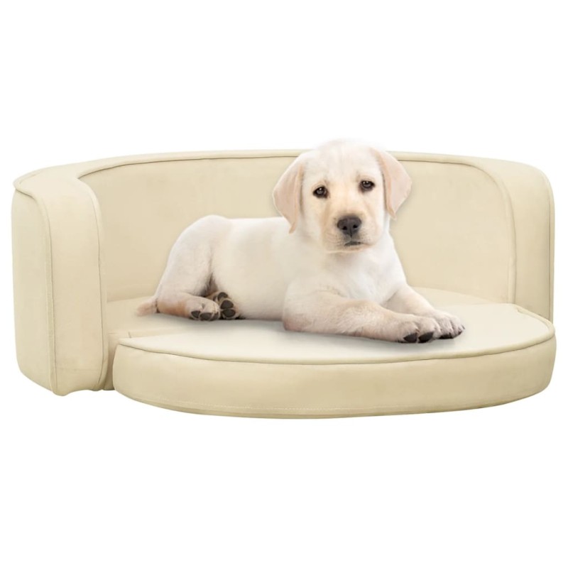vidaXL Hundesofa Klappbar Creme 73x67x26 cm Plüsch Waschbares Kissen vidaXL Hundesofa Klappbar Creme 73x67x26 cm Plüsch Waschbares Kissen