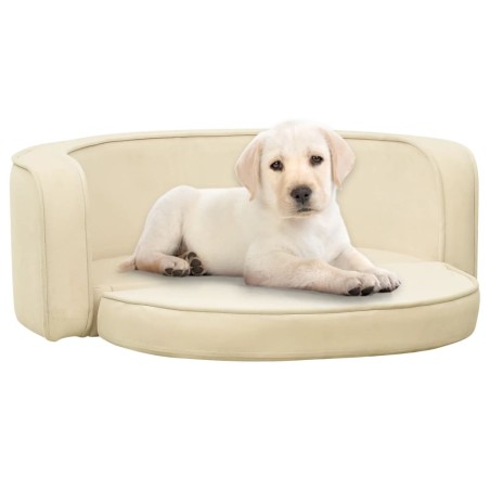 vidaXL Hundesofa Klappbar Creme 73x67x26 cm Plüsch Waschbares Kissen