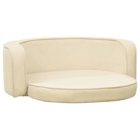 vidaXL Hundesofa Klappbar Creme 73x67x26 cm Plüsch Waschbares Kissen