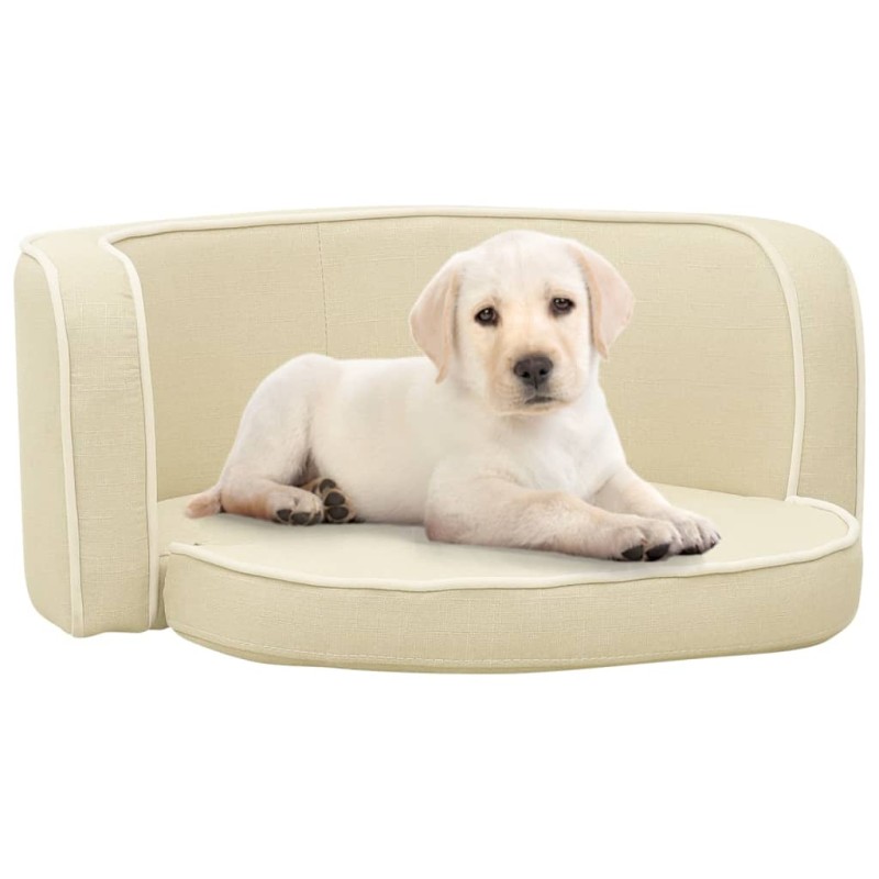 vidaXL Hundesofa Klappbar Creme 76x71x30 cm Leinen Waschbares Kissen vidaXL Hundesofa Klappbar Creme 76x71x30 cm Leinen Waschbares Kissen
