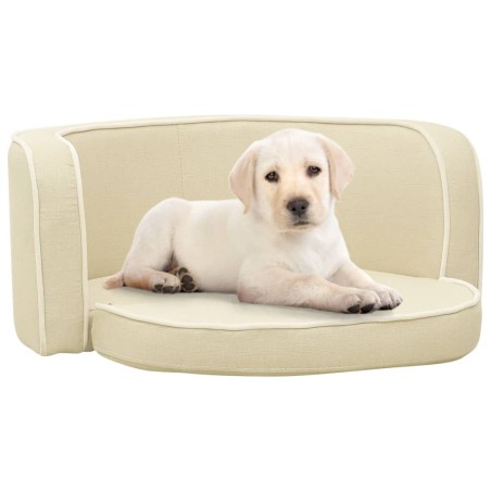 vidaXL Hundesofa Klappbar Creme 76x71x30 cm Leinen Waschbares Kissen