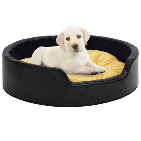 vidaXL Hundebett Schwarz-Gelb 90x79x20 cm Plüsch und Kunstleder
