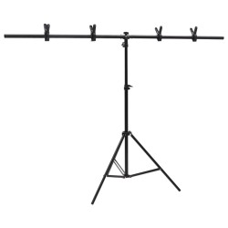 vidaXL Hintergrundständer T-Form Schwarz 151x60x(70-200) cm