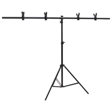 vidaXL Hintergrundständer T-Form Schwarz 151x60x(70-200) cm