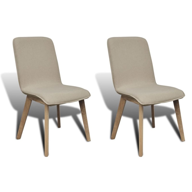 vidaXL Esszimmerstühle 2 Stk. Beige Stoff und Massivholz Eiche vidaXL Esszimmerstühle 2 Stk. Beige Stoff und Massivholz Eiche