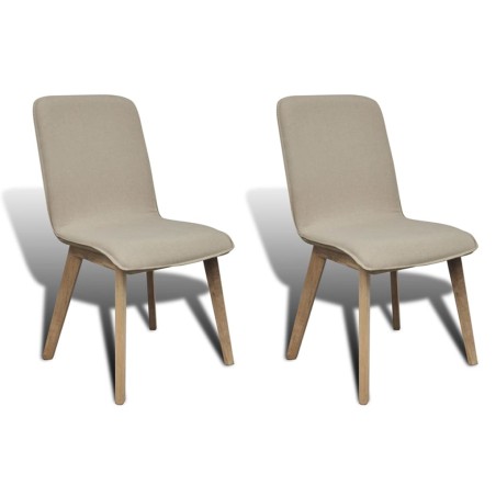 vidaXL Esszimmerstühle 2 Stk. Beige Stoff und Massivholz Eiche